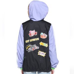 NEW Nickelodeon 90s TV shows color block quarter zip windbreaker jacket L
